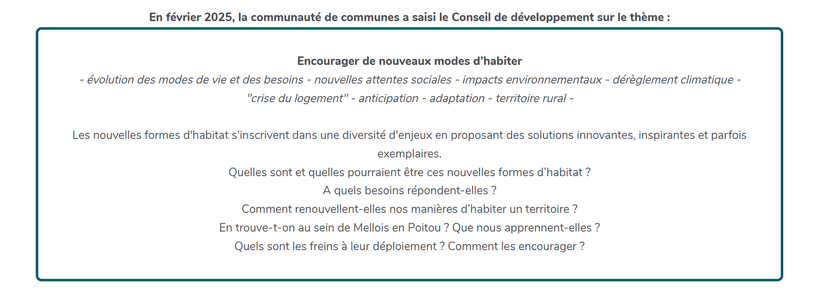 saisine habitat questions posées au Codev